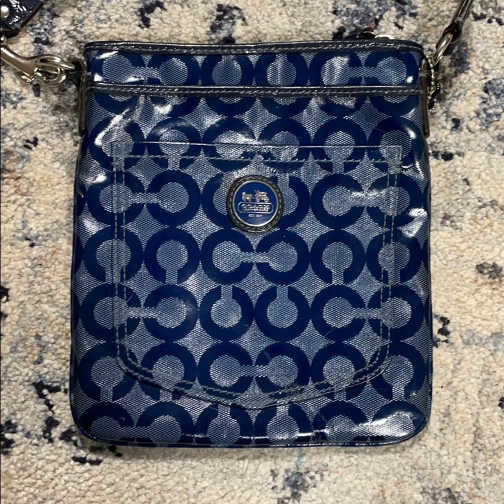 NWOT - Coach Swingpack in blue patent leather